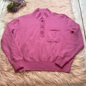 J. Crew Pink Button-Neck Pullover Sweater
